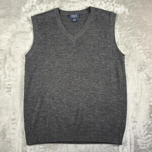 Peletti Iana Collezione Grey Merino Wool Blend Sweater Vest Size Large